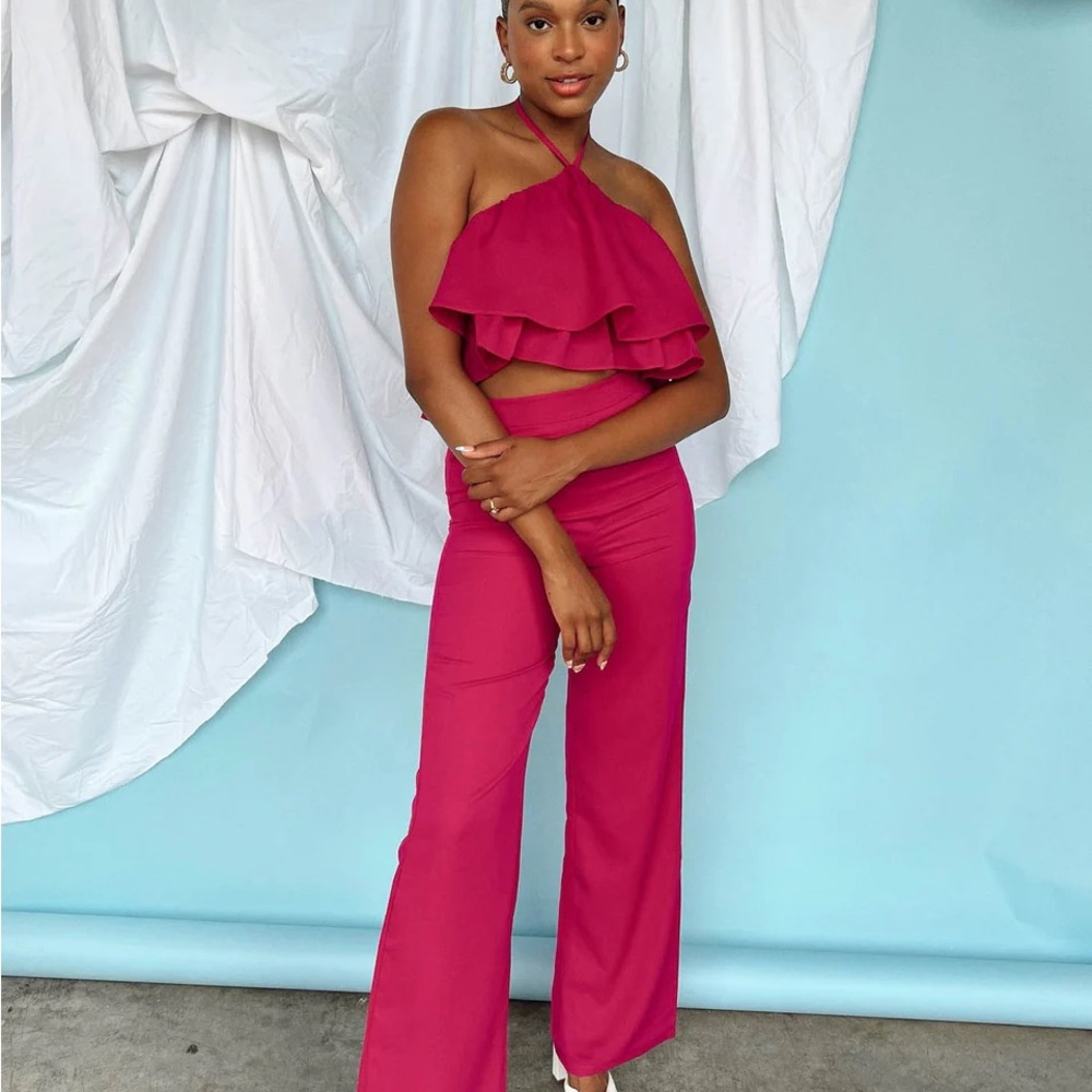 Vestique Fuchsia Halter Top and Pant Set